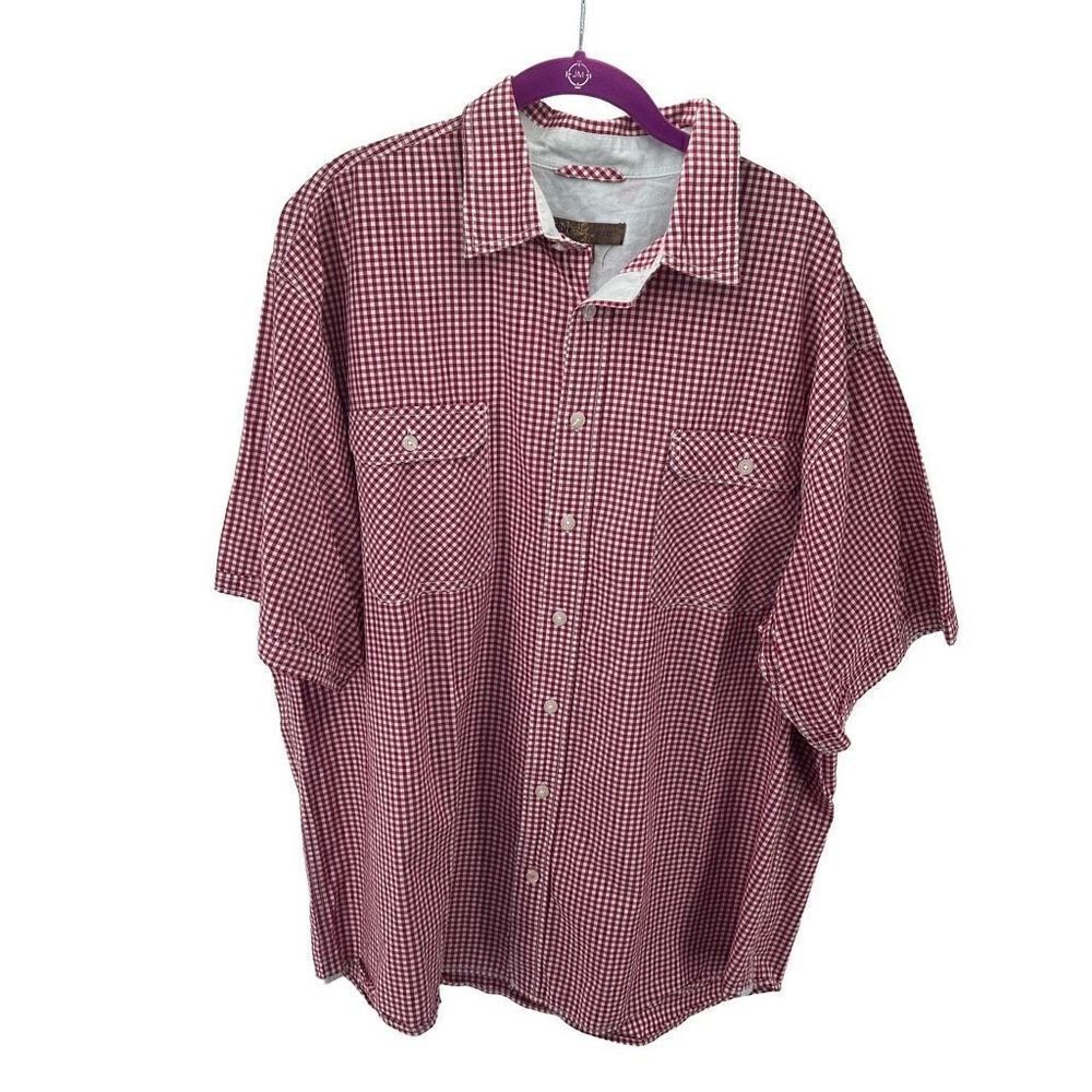 Pronto Uomo mens Red gingham Plaid Button Down Shirt Size 2XL